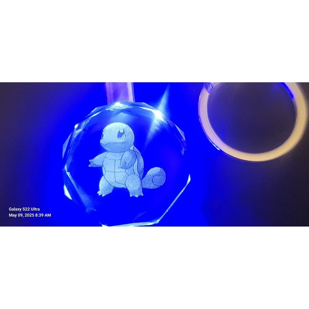 Pokemon Squirtle Keychain‎ Crystal LED Light Up Keyring Anime Charm